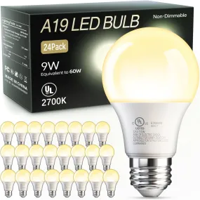 24 Pack A19 LED Light Bulbs Soft White