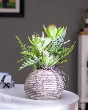 Artificial Ferns Plants With Cement Pot