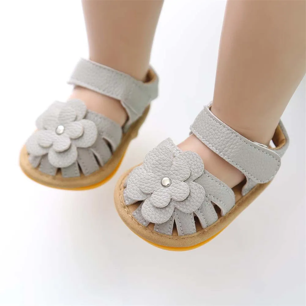 Baby Girls Flower Magic Tape Sandals Wholesale Children Shoes