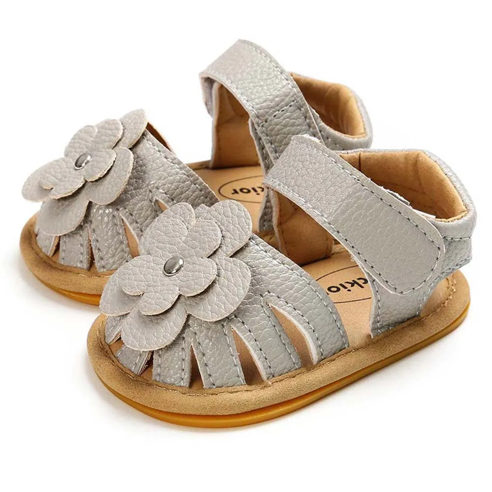 Baby Girls Flower Magic Tape Sandals Wholesale Children Shoes