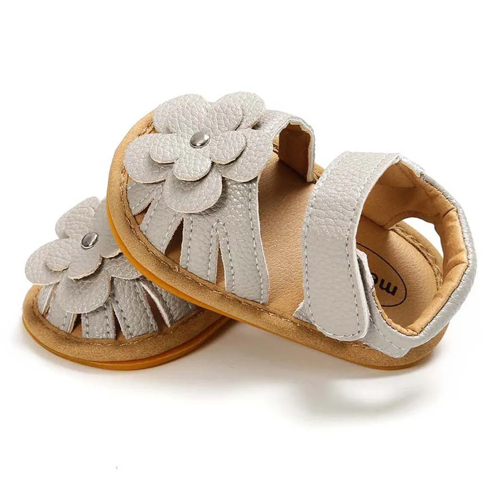 Baby Girls Flower Magic Tape Sandals Wholesale Children Shoes