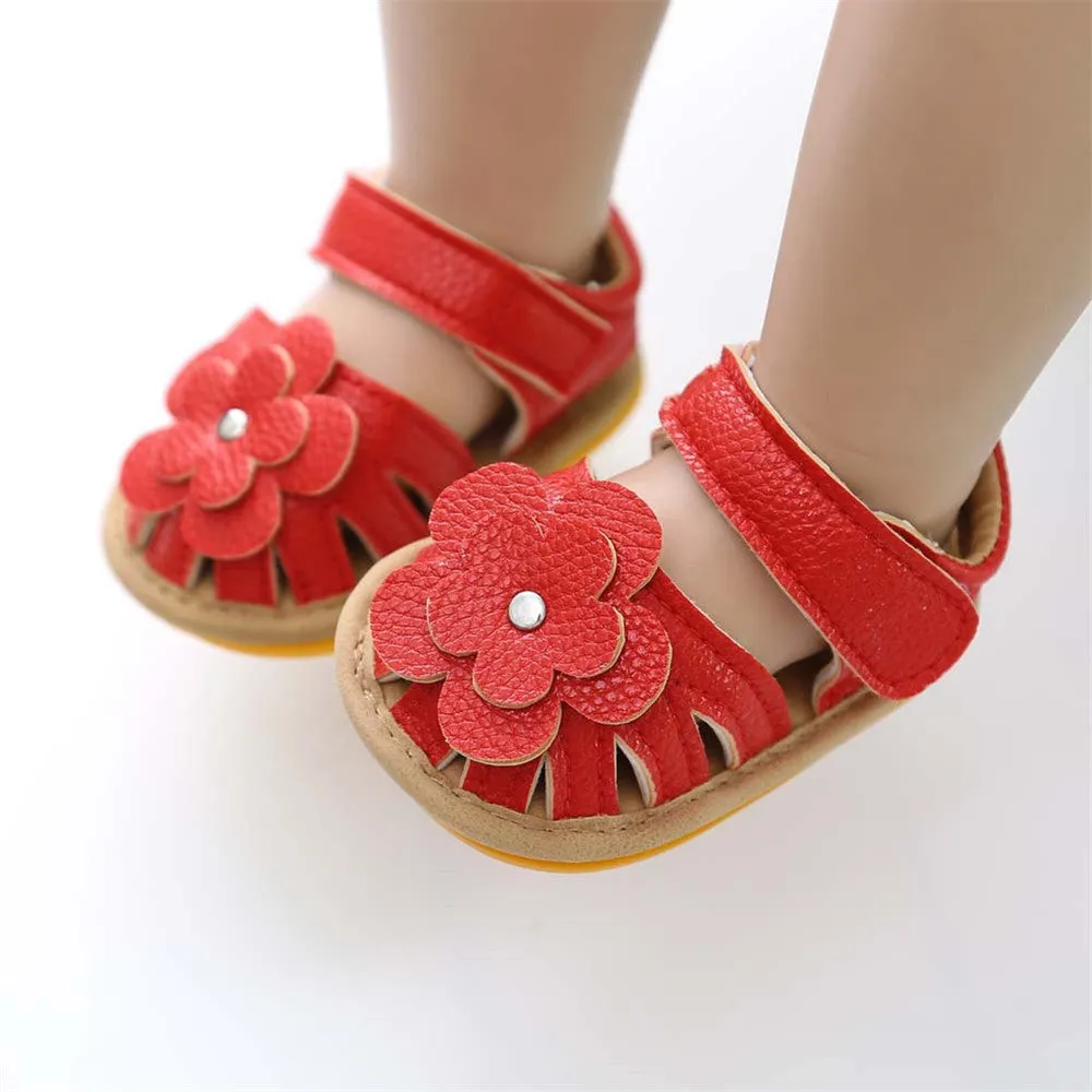 Baby Girls Flower Magic Tape Sandals Wholesale Children Shoes