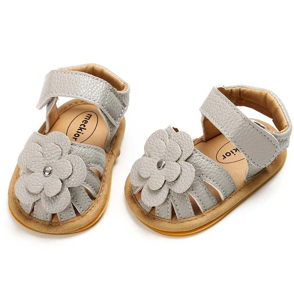 Baby Girls Flower Magic Tape Sandals Wholesale Children Shoes