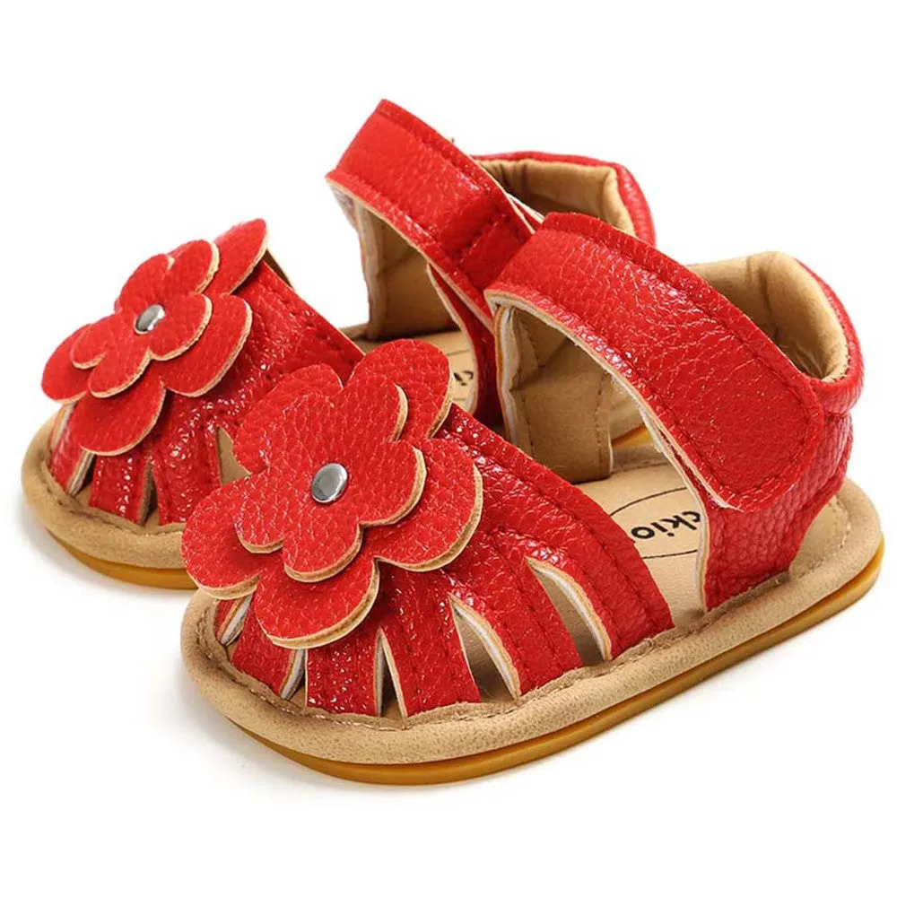 Baby Girls Flower Magic Tape Sandals Wholesale Children Shoes