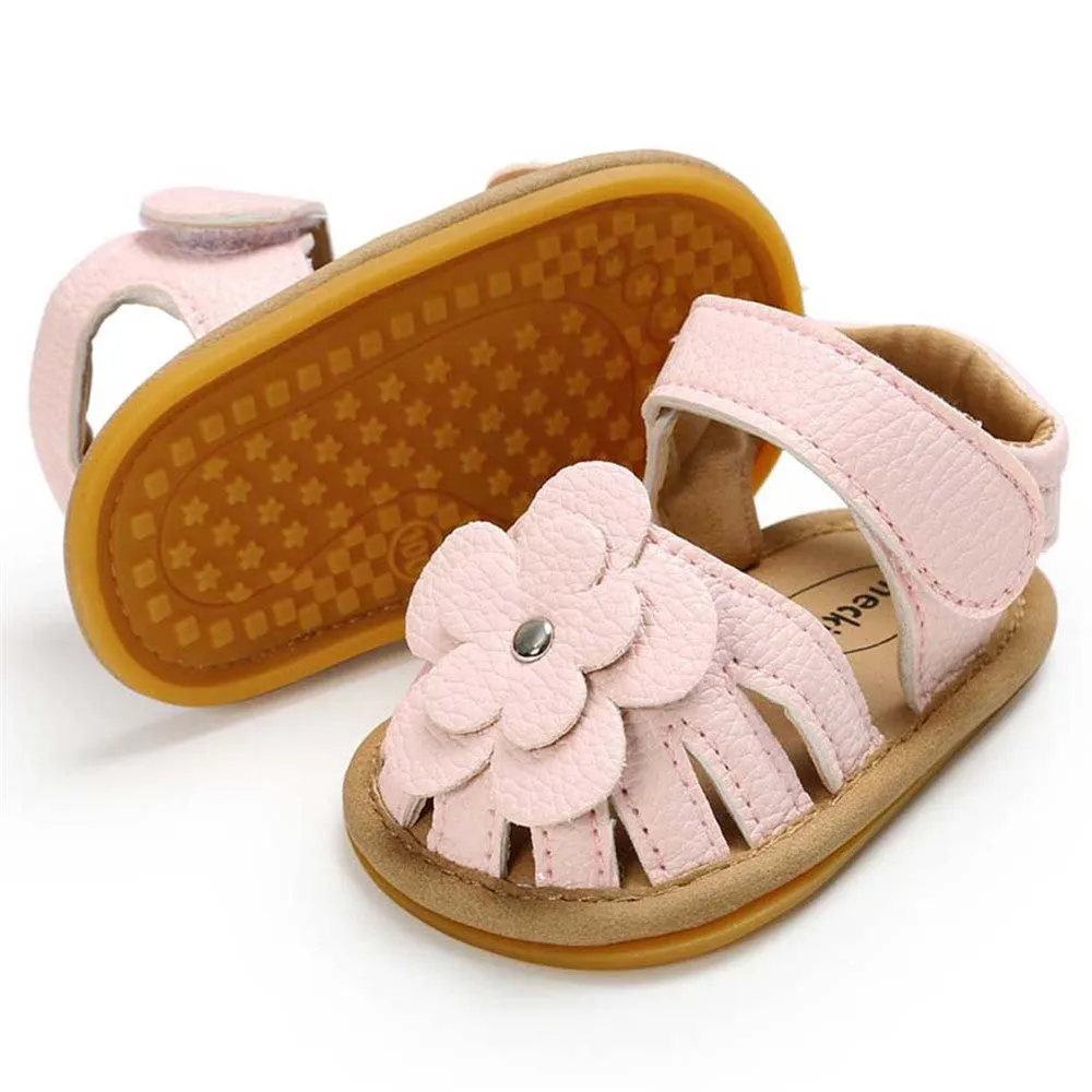 Baby Girls Flower Magic Tape Sandals Wholesale Children Shoes