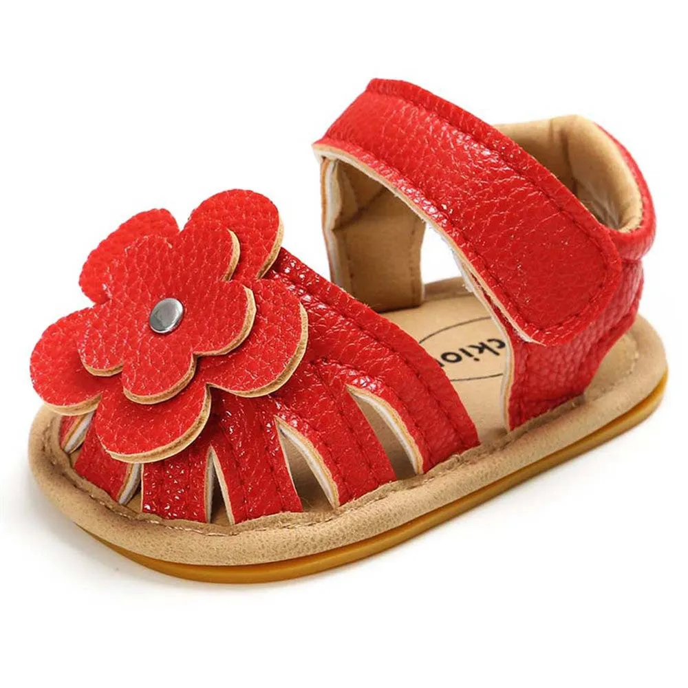 Baby Girls Flower Magic Tape Sandals Wholesale Children Shoes