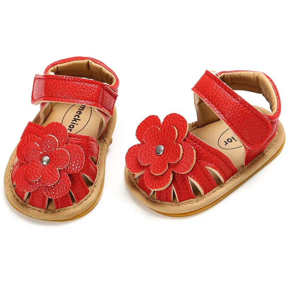 Baby Girls Flower Magic Tape Sandals Wholesale Children Shoes