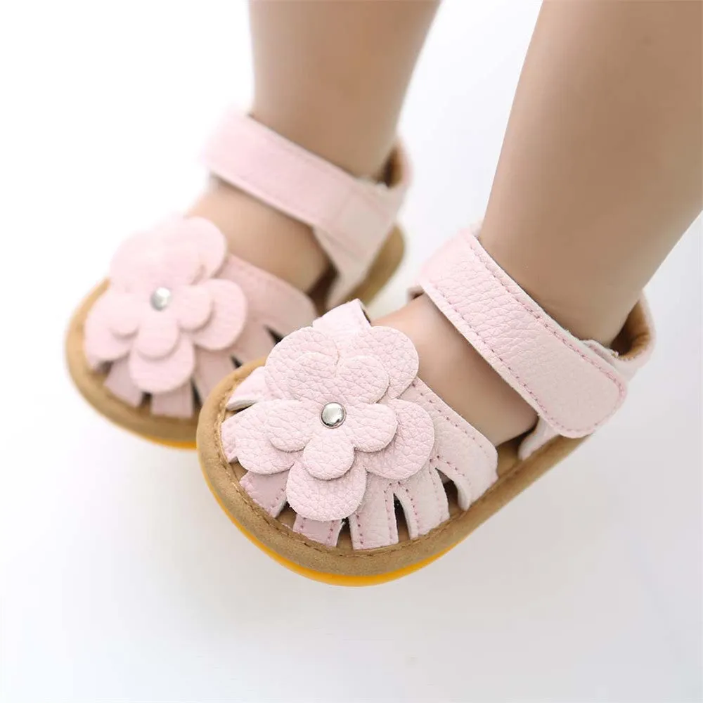 Baby Girls Flower Magic Tape Sandals Wholesale Children Shoes