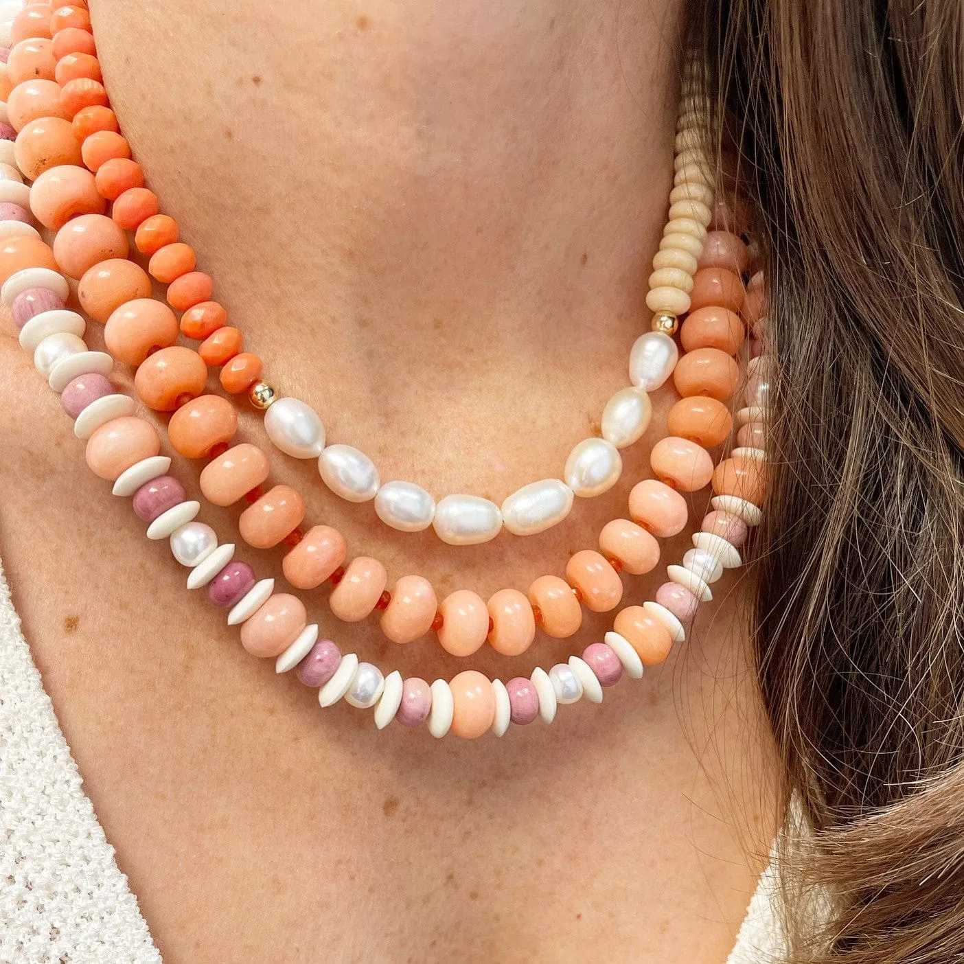 BEADazzled | Coral and Pearl Beaded Necklace