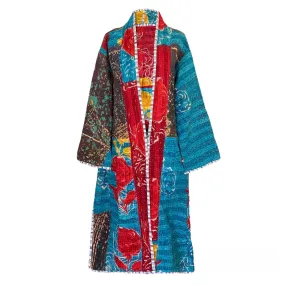 Bejuli Cotton Vintage Quilted Kantha Coat ONE OF KIND