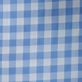 Blue and White Gingham Cotton Blended Broadcloth