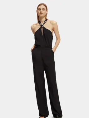 Contrast bow jumpsuit