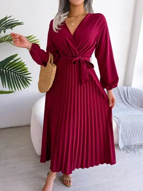 DressBetty - Cross V-neck Long Sleeve Dress