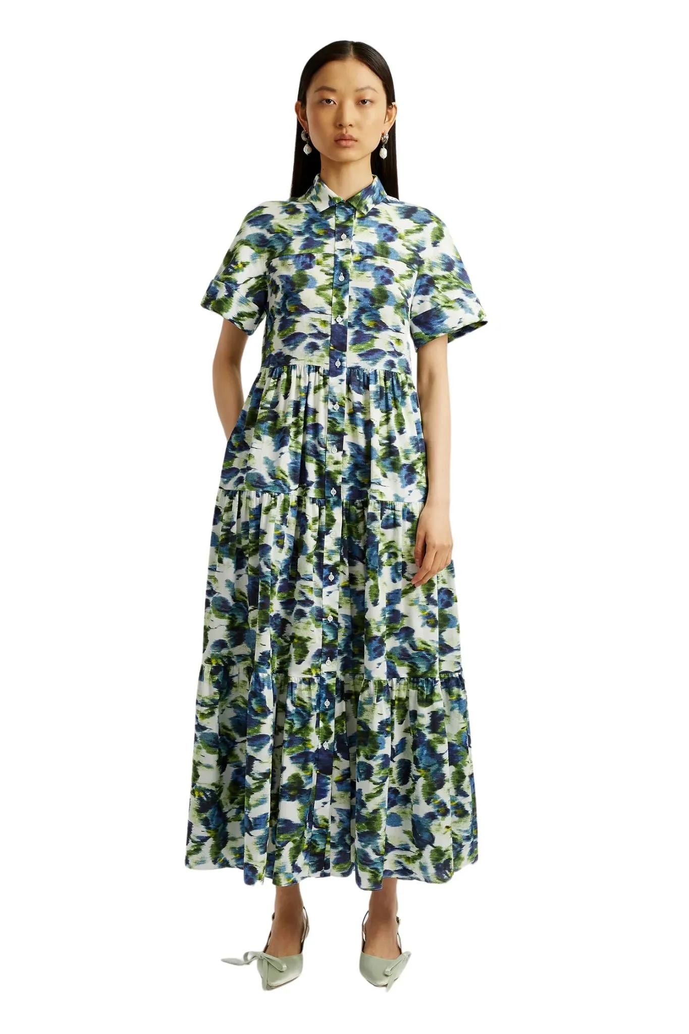 Erdem Short Sleeve Midi Shirt Dress