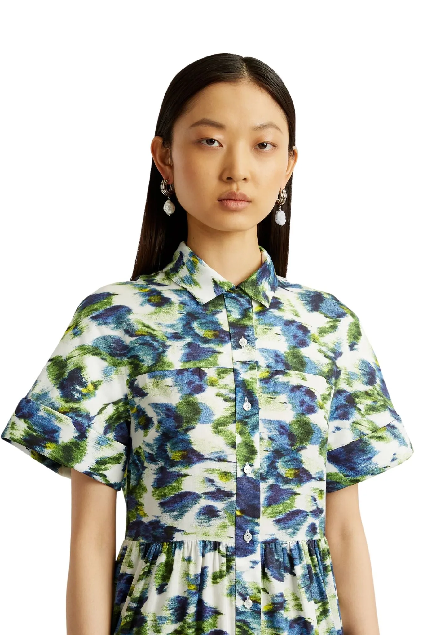 Erdem Short Sleeve Midi Shirt Dress