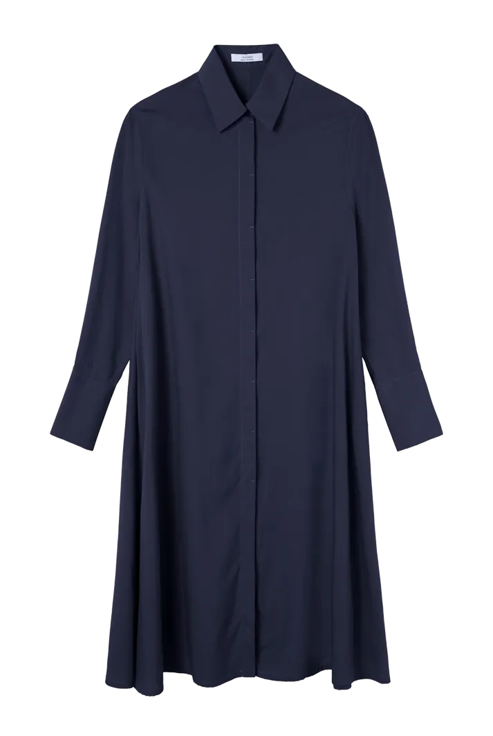 Flared Midi Shirt Dress | Blue