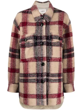 HARVELI CHECKED BUTTON-FASTENING COAT