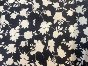 Italian Modern Floral Cotton Sateen - Black & White