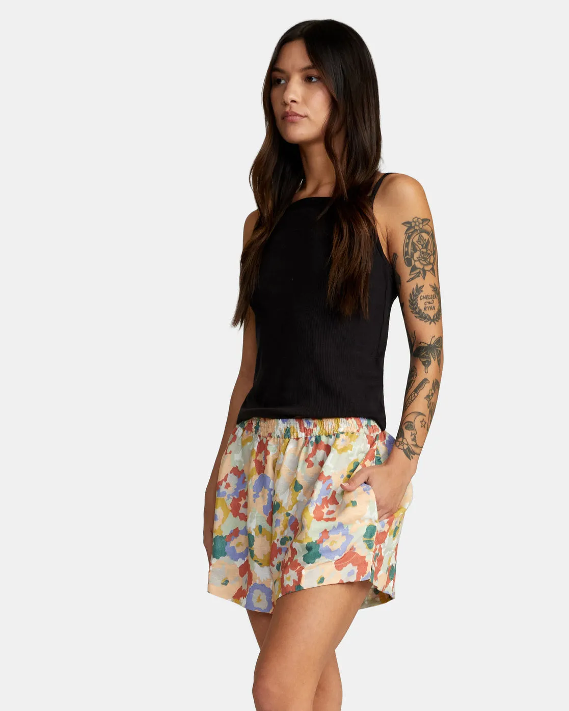 Linen Sawyer Elastic Waist Shorts - Multi