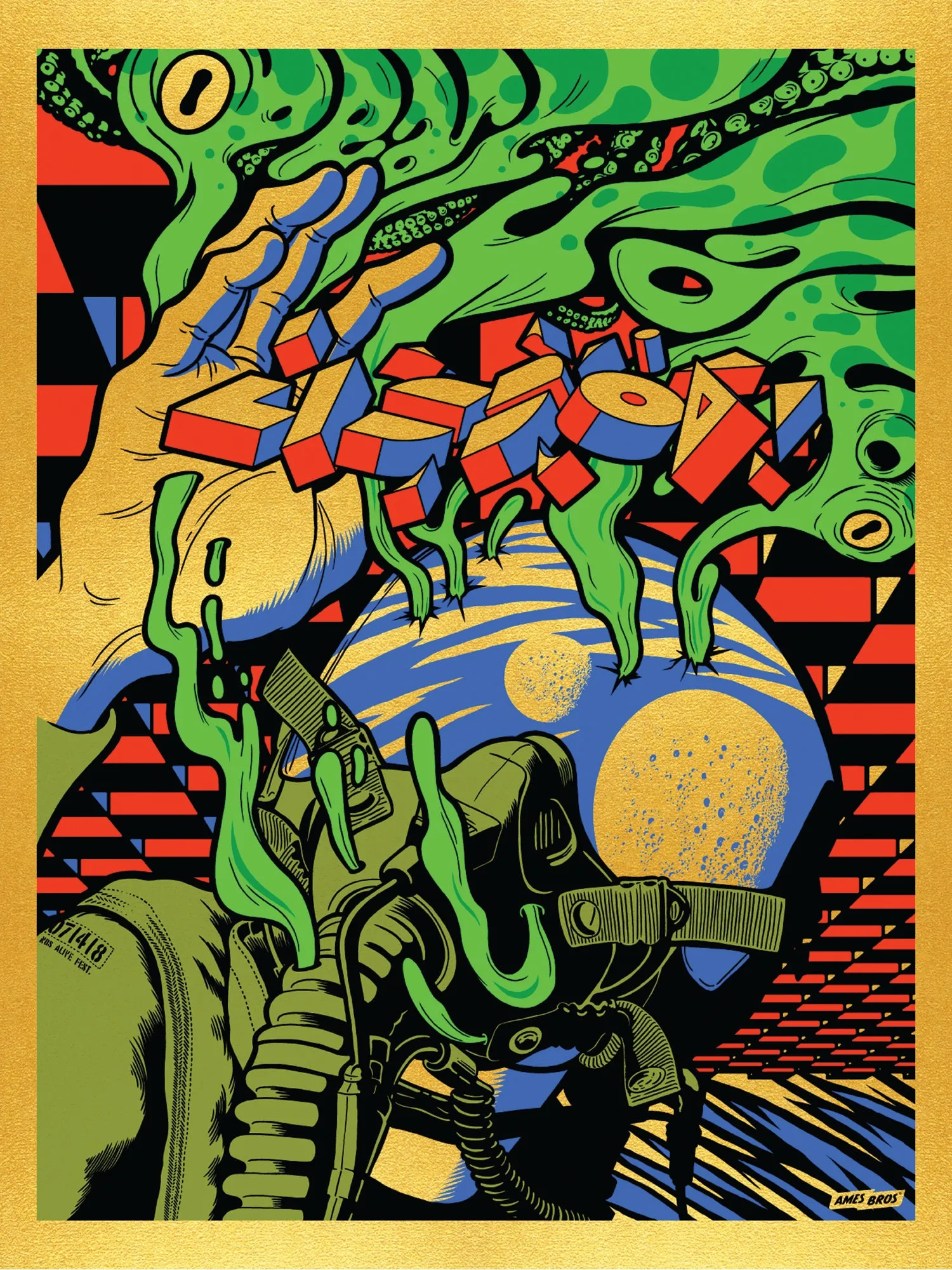 Pearl Jam 2018 Lisbon, PT Poster - Gold Variant Edition