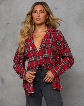 Petaluma Cotton Blend Plaid Button Down Top