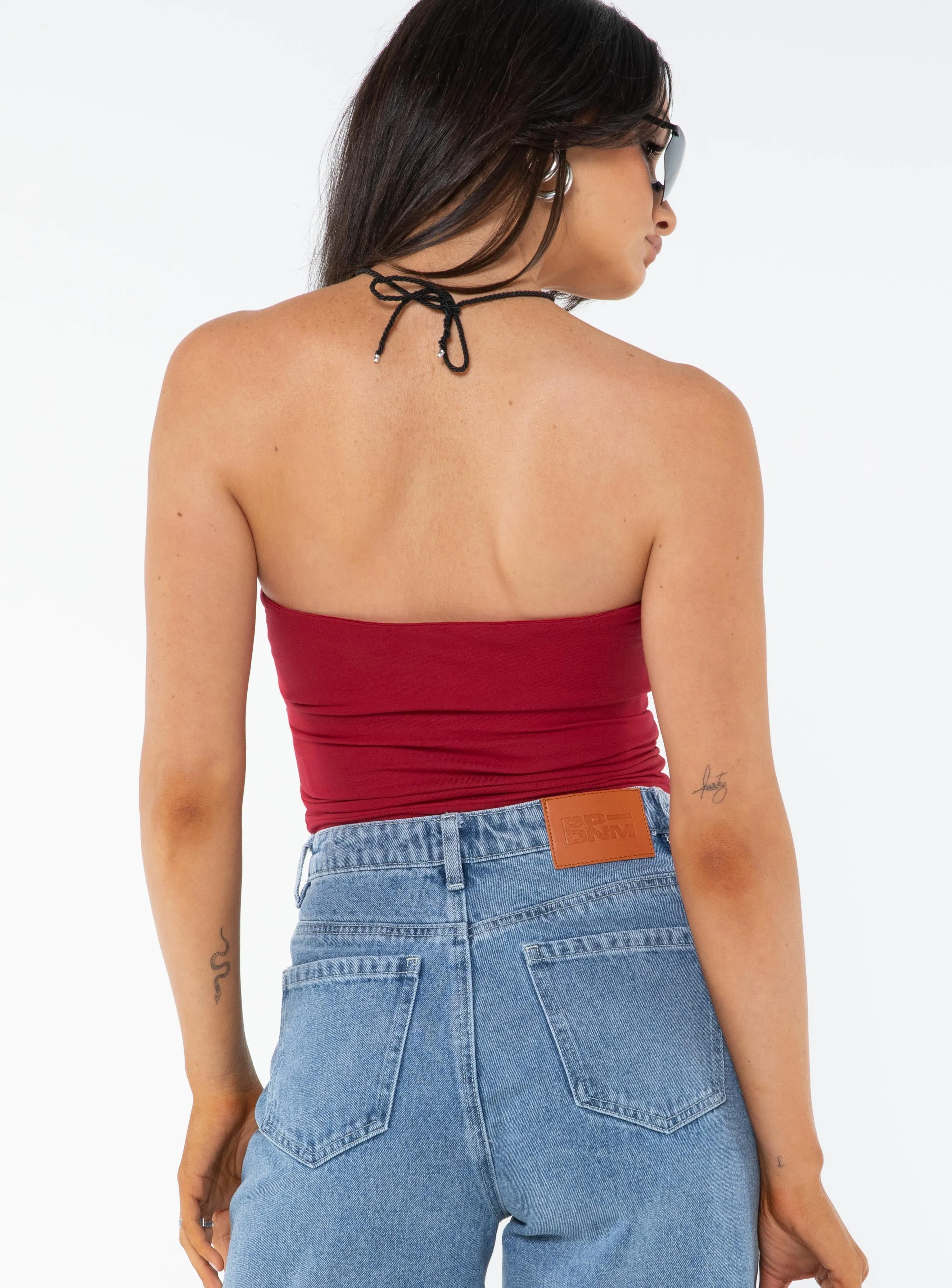 Racer 2000s Tube Top Red