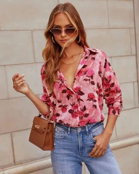 Romance Awaits Floral Button Down Top