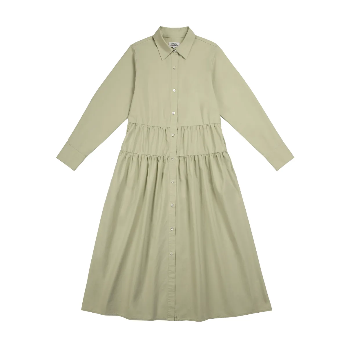 Tiered Maxi Shirt Dress Seagrass