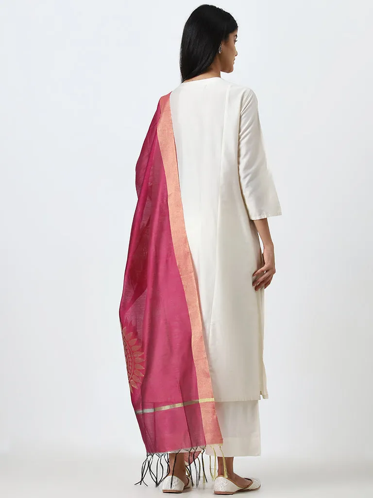 Utsa Magenta Brocade Dupatta