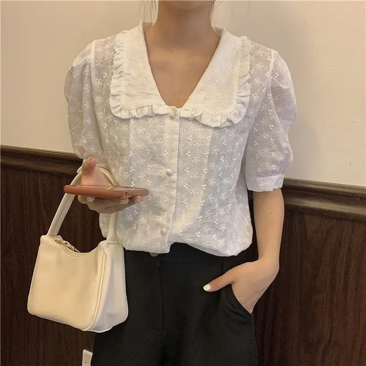 Vintage Style Blouse with Puff Sleeves