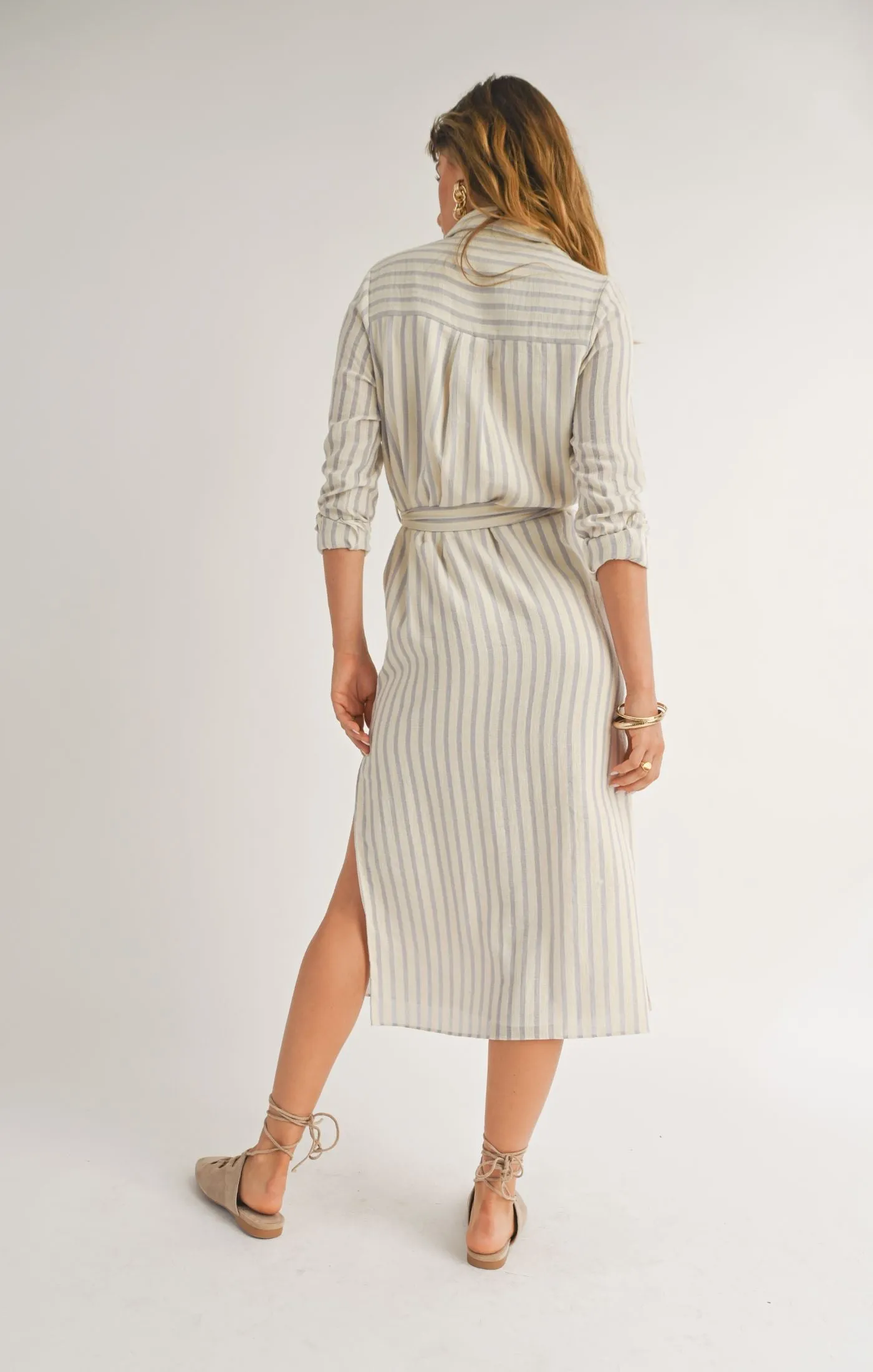 White Sand Shirt Midi Dress