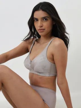 Wunderlove Light Grey Floral Print Padded Comfort Bra